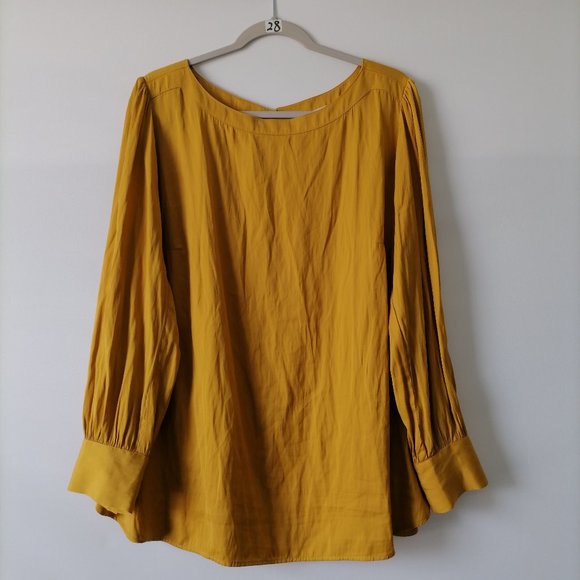 LOFT Tops - Loft Plus Womens Mustard Yellow Long Sleeve Boat Neck Blouse Top Size 18